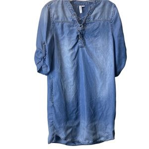 Faux denim tunic